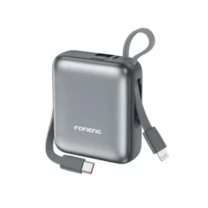 FONENG PX115 10000mAh Mini Power Bank with 2 Built-in Cables (22.5W)